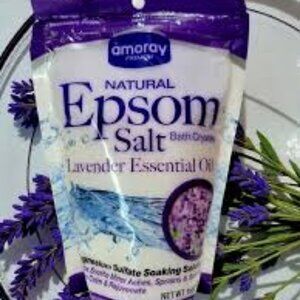 Amoray Premium Natural Epsom Salt Bath Crystals Lavender Essential Oil